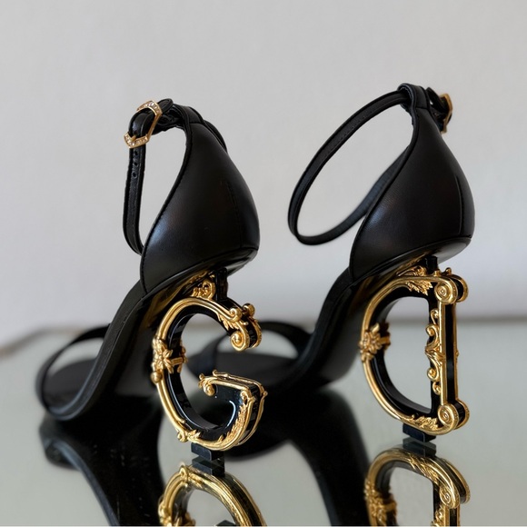 New Dolce & Gabbana Baroque DG 105mm leather sandals 37.5 $1,345 - Picture 10 of 12